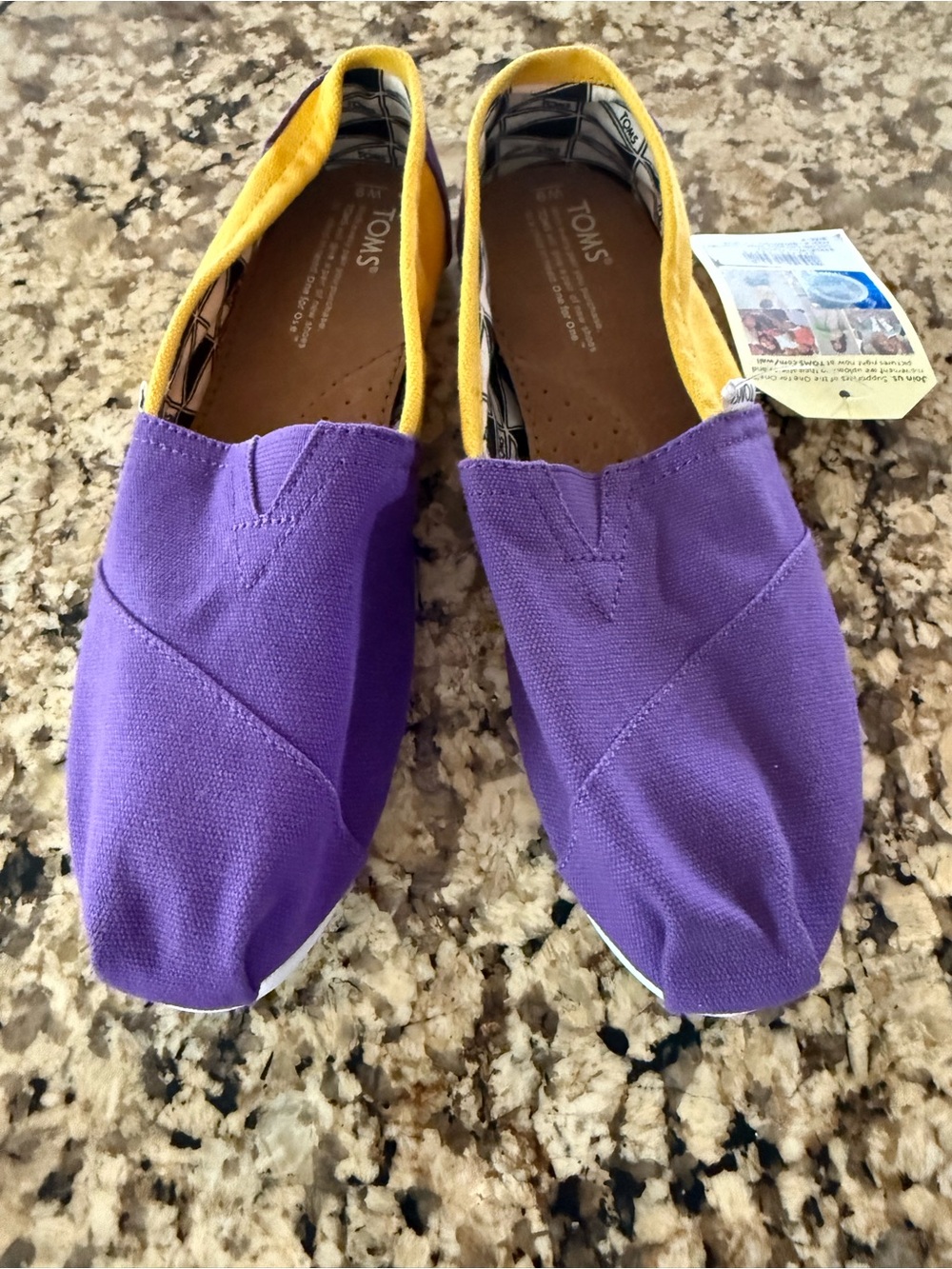 Toms Purple Canvas Slip-Ons with Yellow Lining